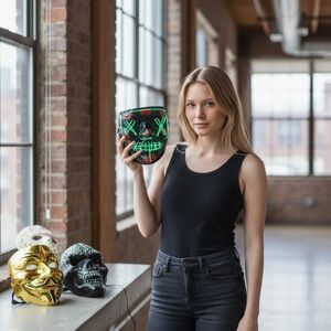 Lot x4 Halloween costumes mask purge,Jason,the hacker mask,Day of the dead skull